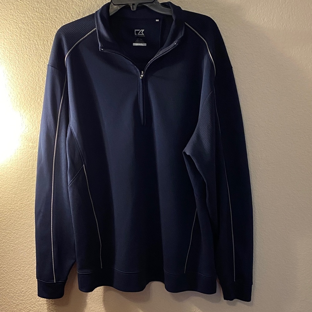 Size LT Quarter Zip Cutter & Buck Black DryTec Pullover